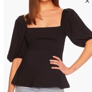 Susana Monaco Black Square Neck Blouse